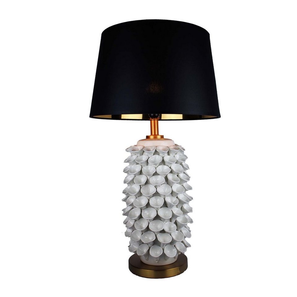 Cosy Home Ideas Tischleuchte Tischlampe in Keramik weiß mit Lampenschirm  weiß, ohne Leuchtmittel, warmweiß, für eine angenehme Beleuchtung