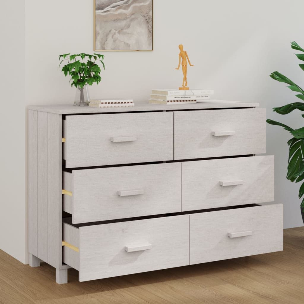 vidaXL Sideboard NA Sideboard Weiß 113x40x80 cm Massivholz Kiefer