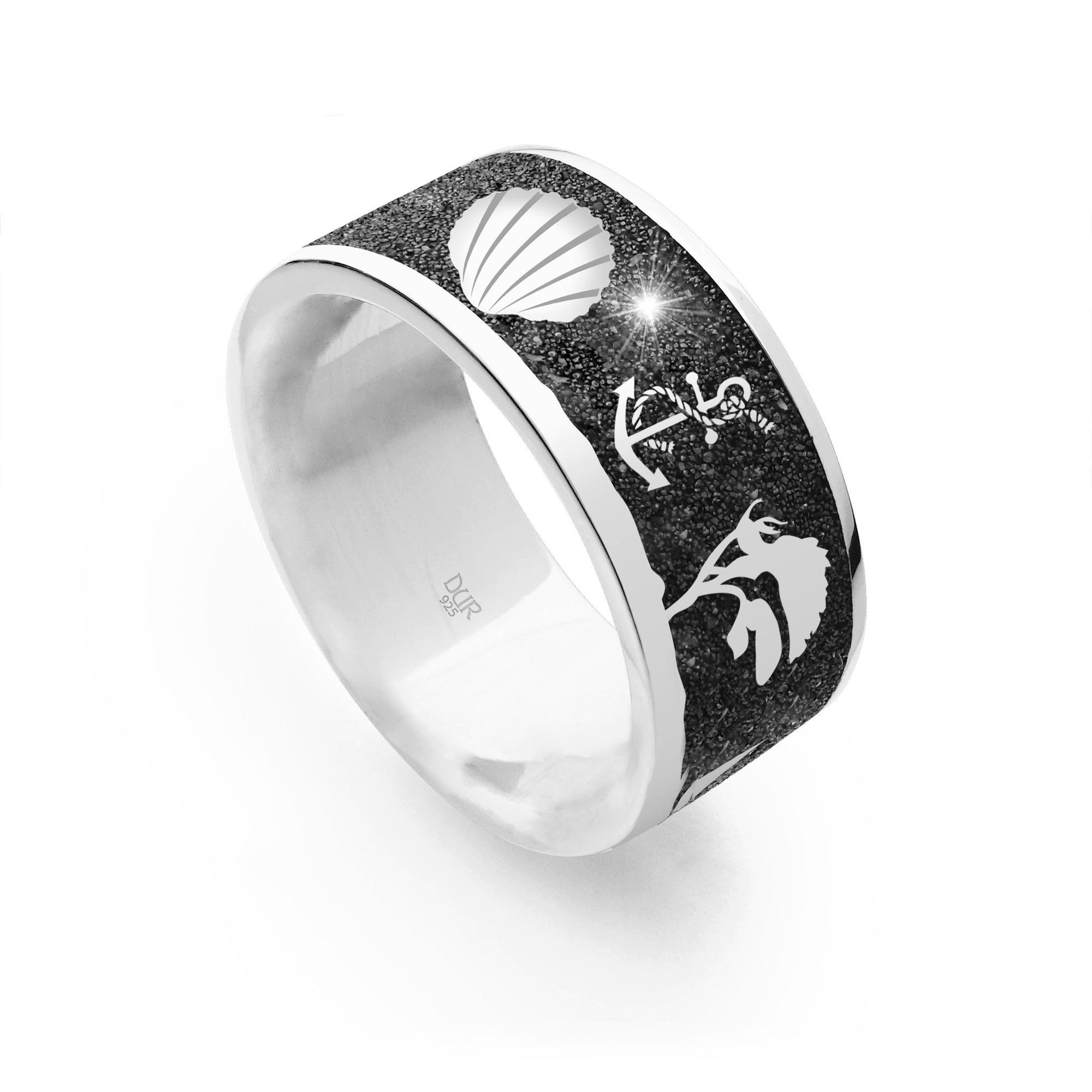 DUR Fingerring DUR Schmuck: Ring, Nachtring "Ostsee" mit Lavasand R5230