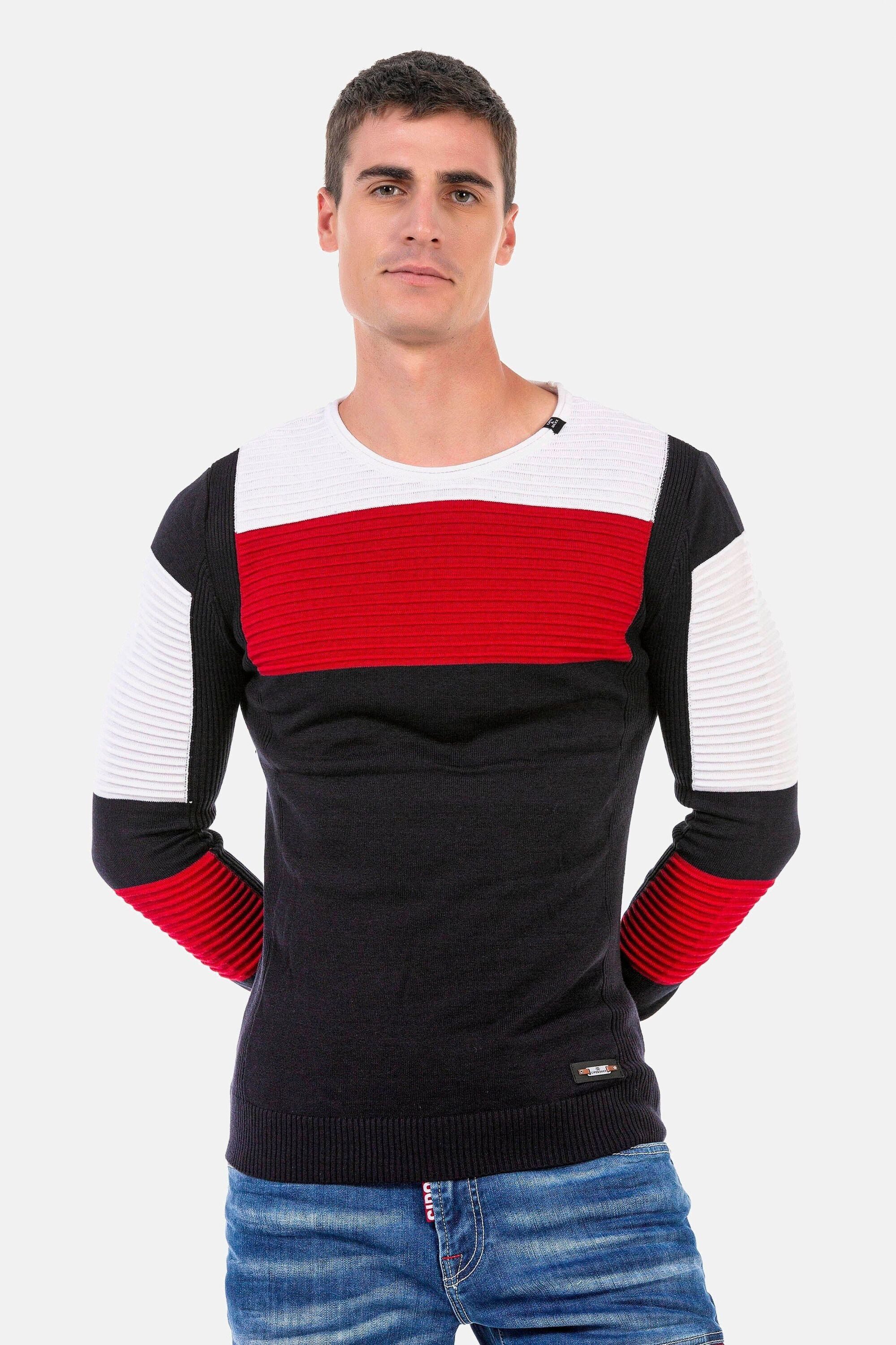 Cipo & Baxx Rundhalspullover Pullover (1-tlg) in extravagantem Strickdesign, CP247