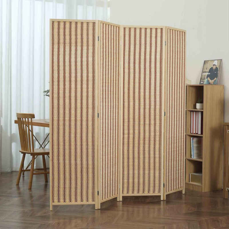 Makika Paravent Trennwand / Raumteiler Bambus Faltbar - Natur Braun