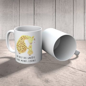 Mr. & Mrs. Panda Tasse Giraffe Kind - Weiß - Geschenk, Lieblingsmensch, Tasse Motive, Afrika, Keramik, Einzigartiges Botschaft