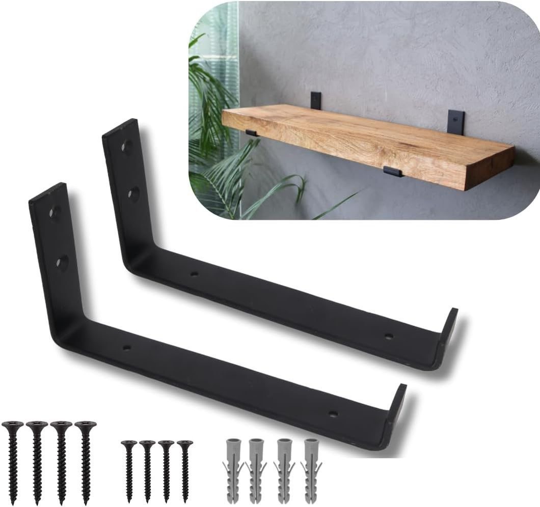 Montegoni Wandregalhalter 2 x Schwerlast Wandregalhalter – Robuster & Eleganter 5mm Dicke Stahl, Schwerlast-Design, Industrieller Stil, Vielseitig einsetzbar