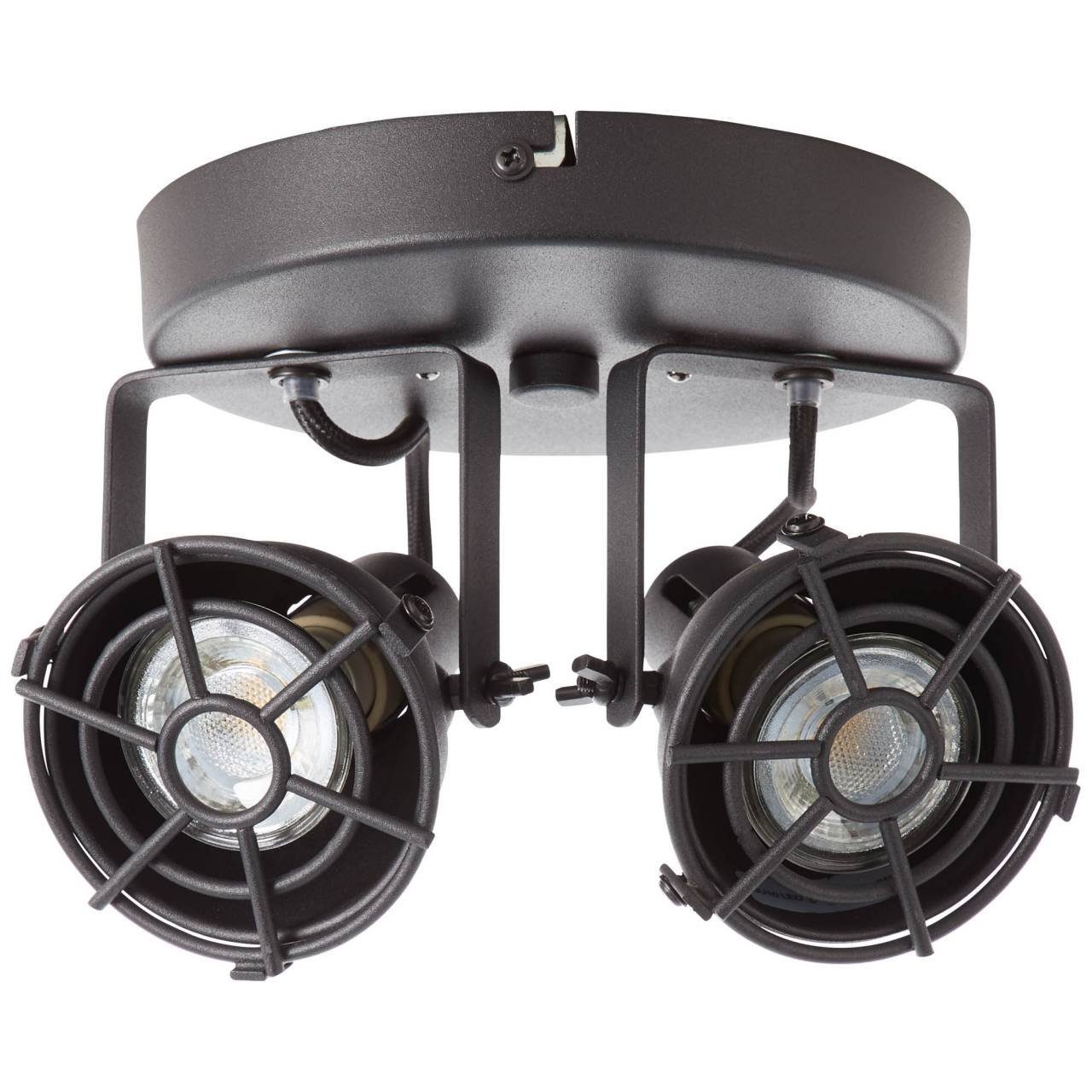 Brilliant Deckenleuchte Jesper, 3000K, korund GU10 LED LED-PAR51, 2x Spotrondell Jesper schwarz 2flg Lampe