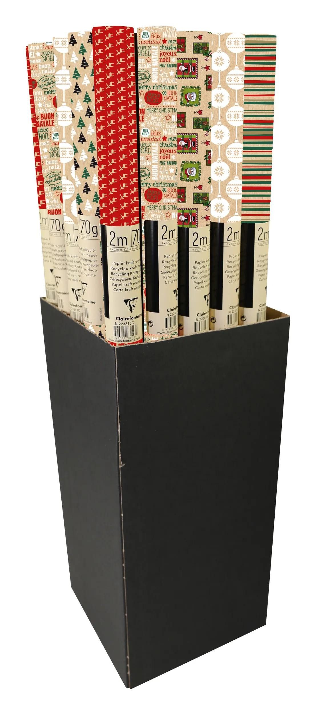 CLAIREFONTAINE Geschenkpapier 60x Geschenkapier Kraft braun 60 Rollen 2x0,7m Sortierung 223799C, Rolle