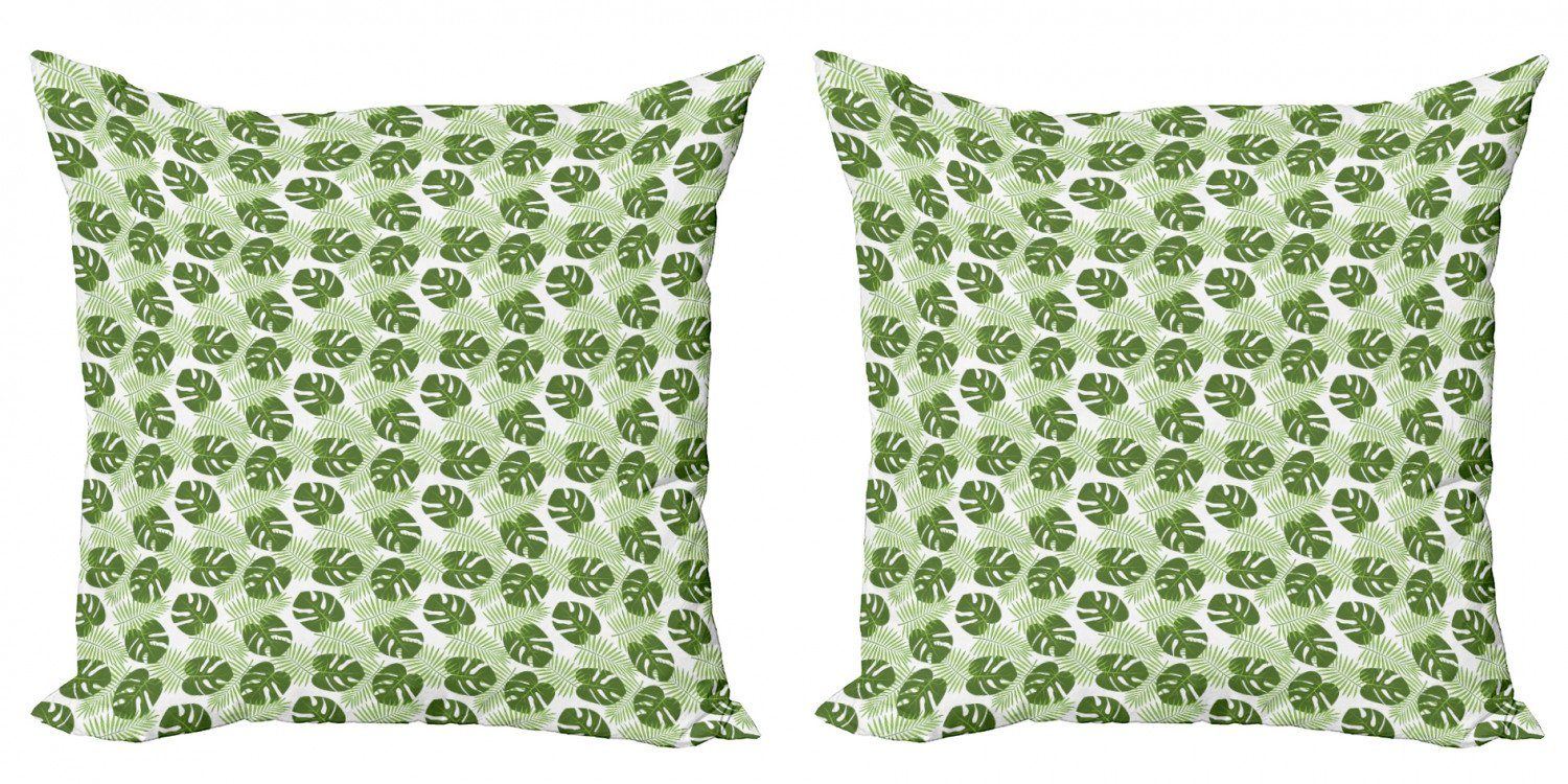 Doppelseitiger und Modern Abakuhaus Stück), Grün Palmen Monsteras Accent Kissenbezüge Digitaldruck, Weiß (2 und