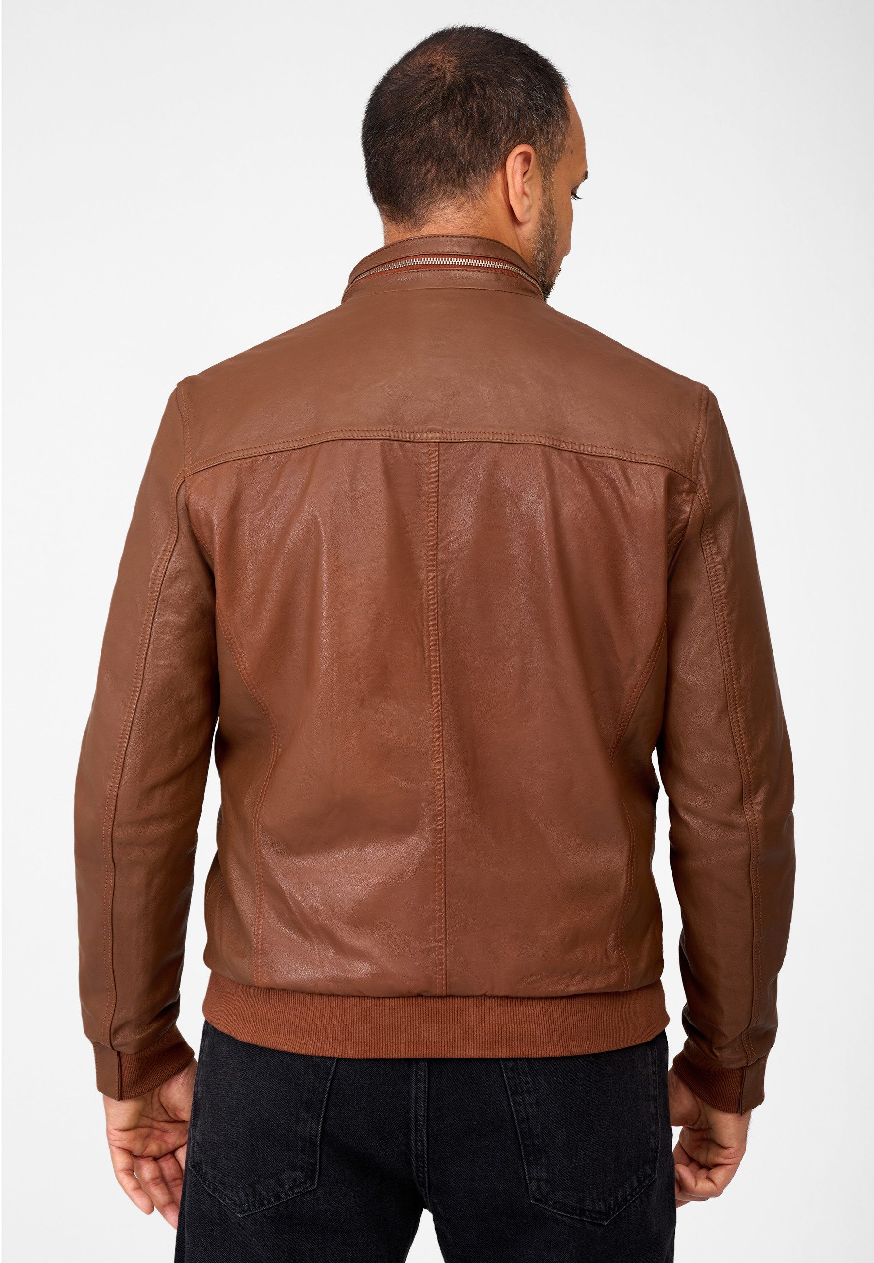 RICANO Lederjacke Martinus Lederjacke im Blouson-Stil mit Stehkragen