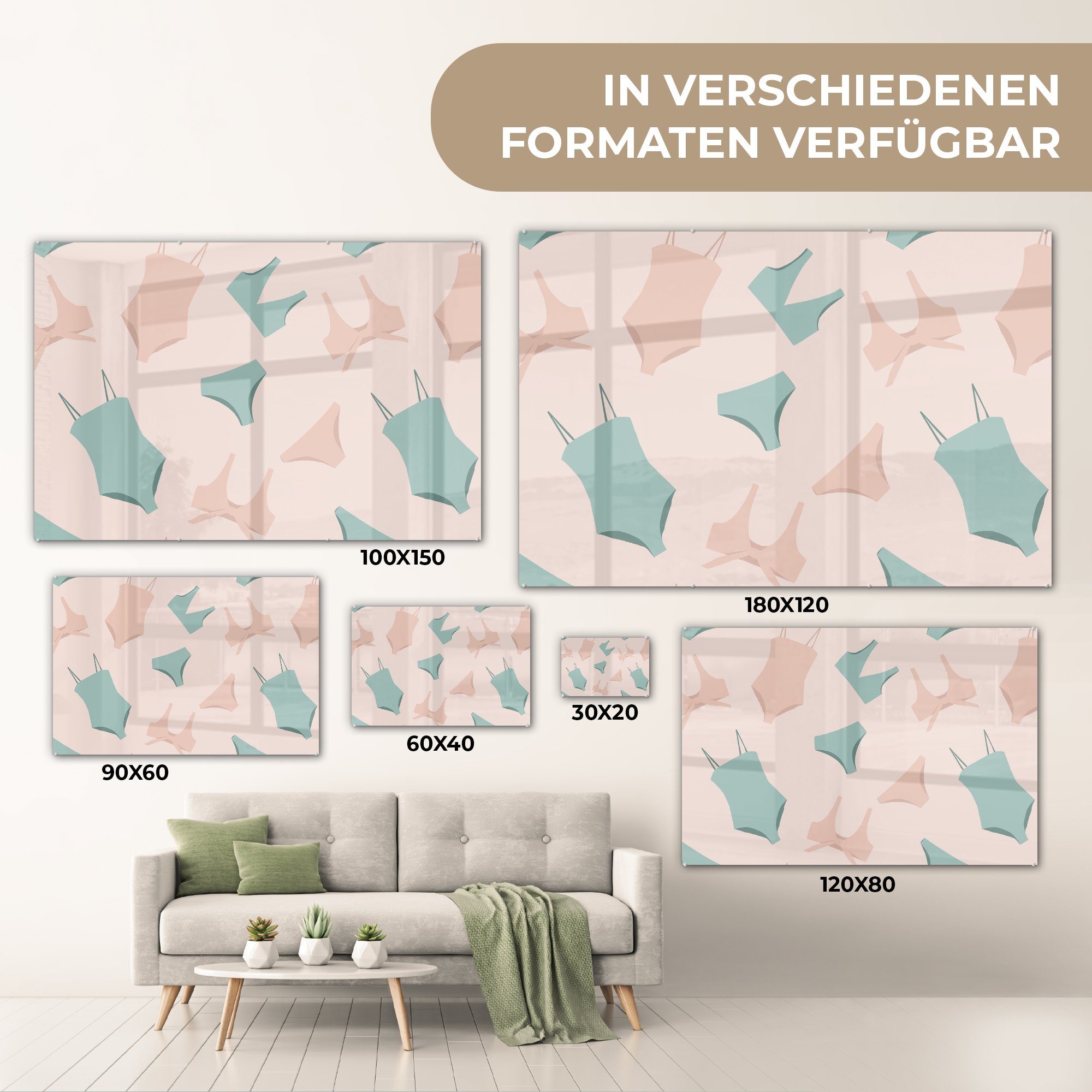 St), Schlafzimmer & Pastell, Acrylglasbilder Bademode - Sommer Wohnzimmer (1 Acrylglasbild MuchoWow -