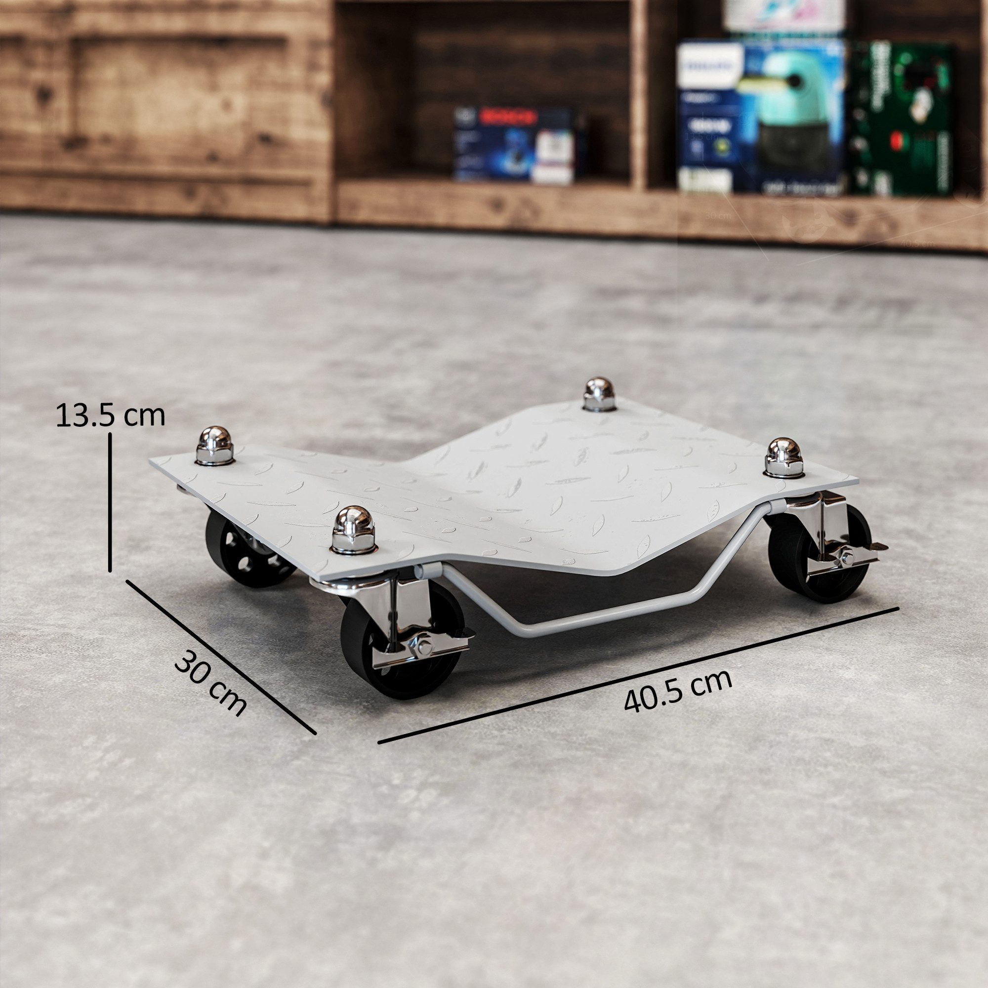 Durhand Materialheber Rangierheber 2 Stücke Rangierhilfe mit 4 Rollen, (Wagenheber, 2 St., Reifenwechsel), für Auto PKW Grau 40,5L x 30B x 13,5H cm