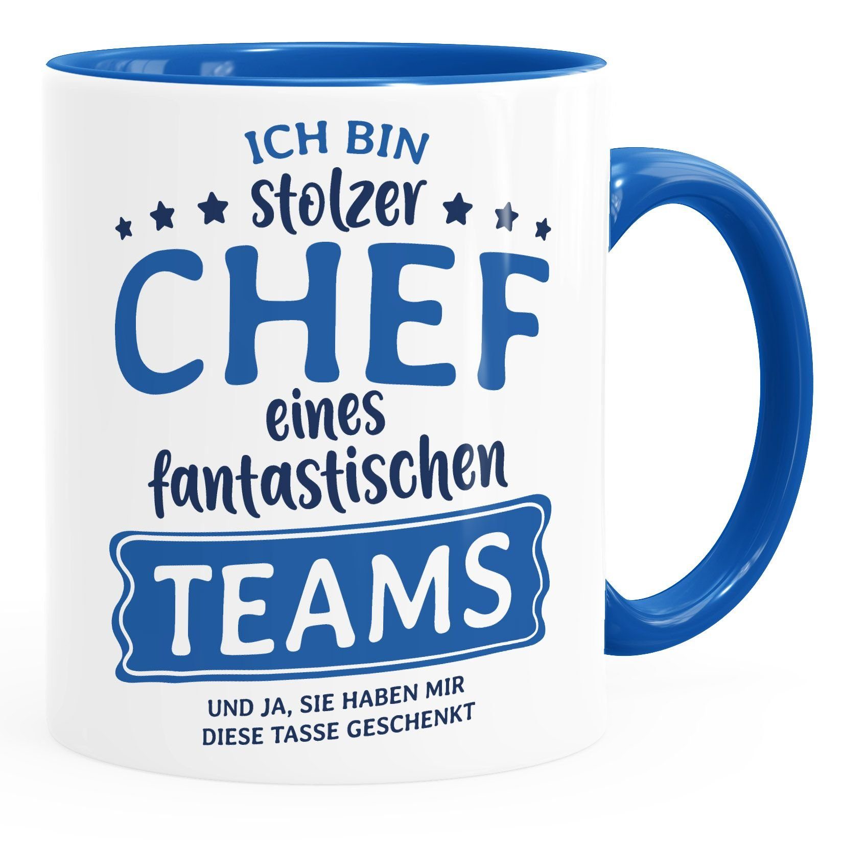 MoonWorks Tasse Kaffee-Tasse Bürotasse Spruch Ich bin stolze/r Chefin/Chef eines fantastischen Teams Geschenk Chef/in Teamleiter/in Vorgesetzter Moonworks®, Keramik