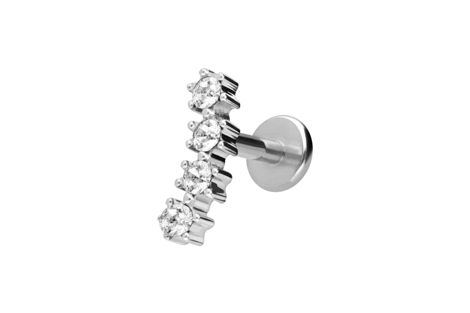 PIERCINGLINE Piercing-Set Titan Labret mit Innengewinde 4 EINGEFASSTE KRIST günstig online kaufen
