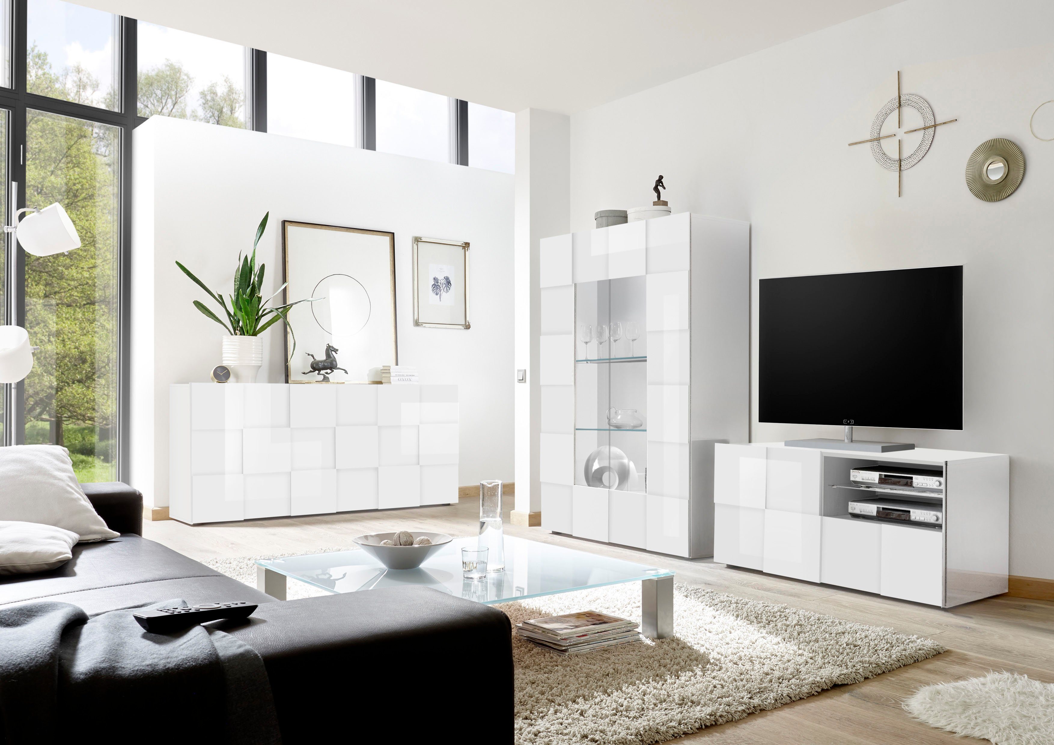 Home affaire Sideboard Dama Breite 181, Kommode 3 Türen, Anrichte, Front in 3D-Optik, viel Stauraum, verschiedene Farben