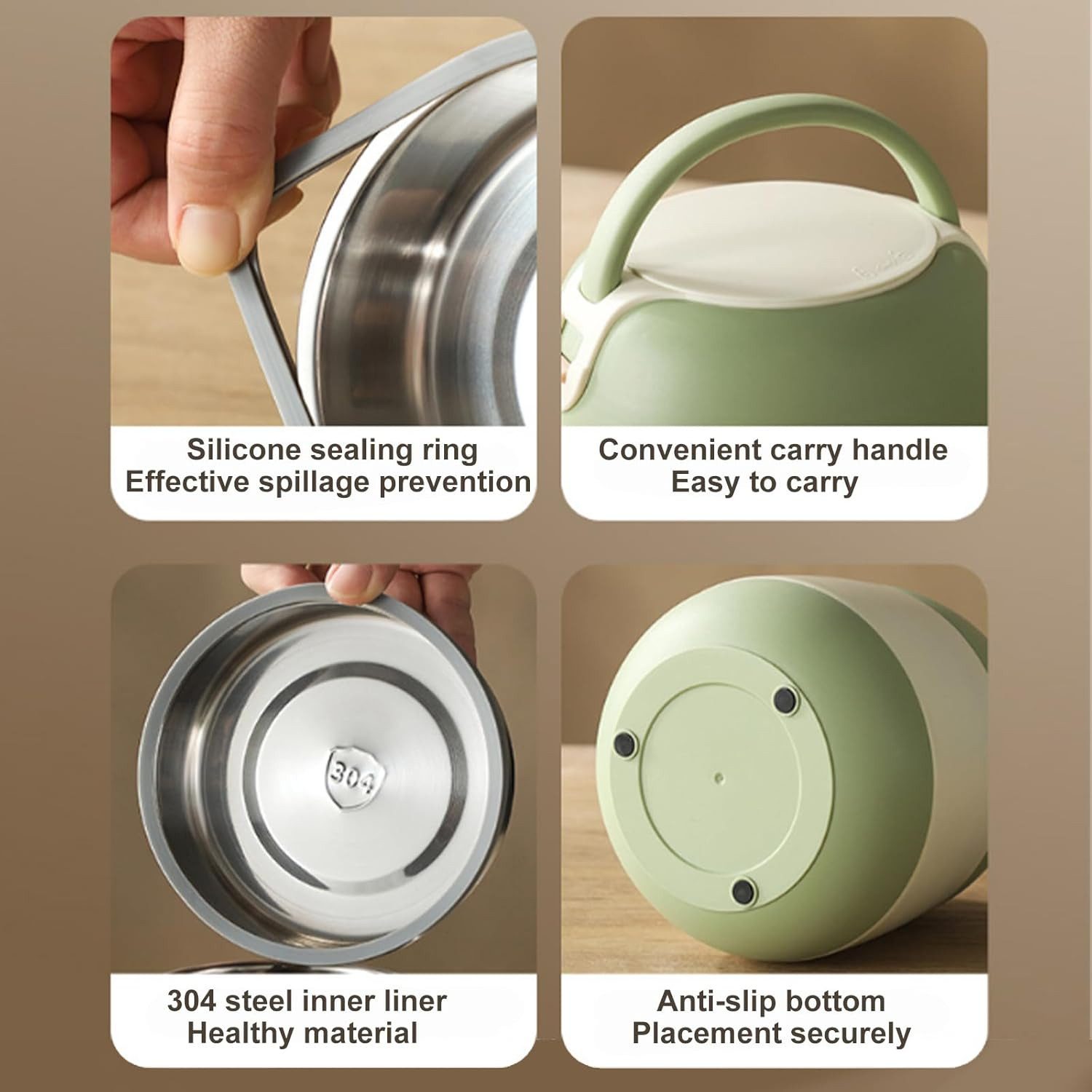 FELIXLEO Thermobehälter Thermobehälter 1,2 l Edelstahl Lunchbox Auslaufsicher mit Klapplöffel, (1-tlg)