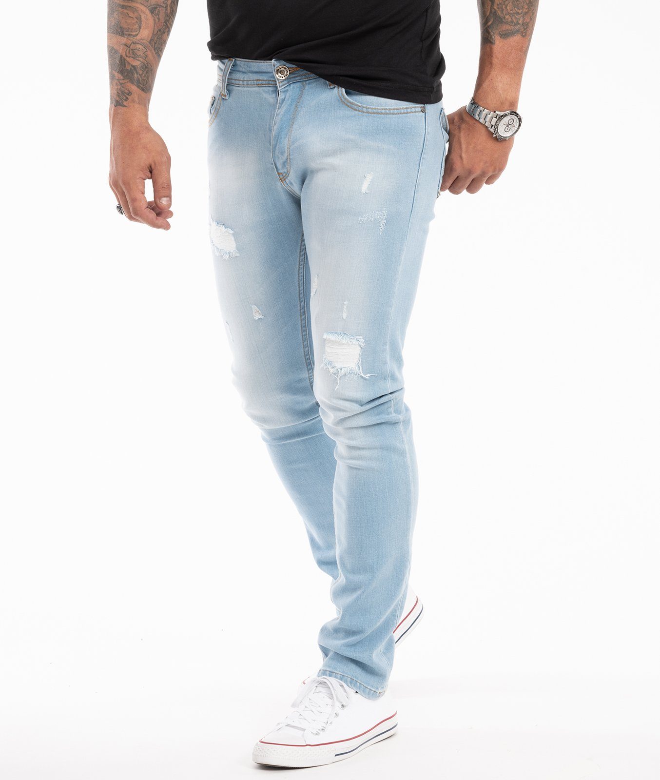 Rock Creek Slim-fit-Jeans Herren Jeans Slim Fit Hellblau RC-2144 günstig online kaufen