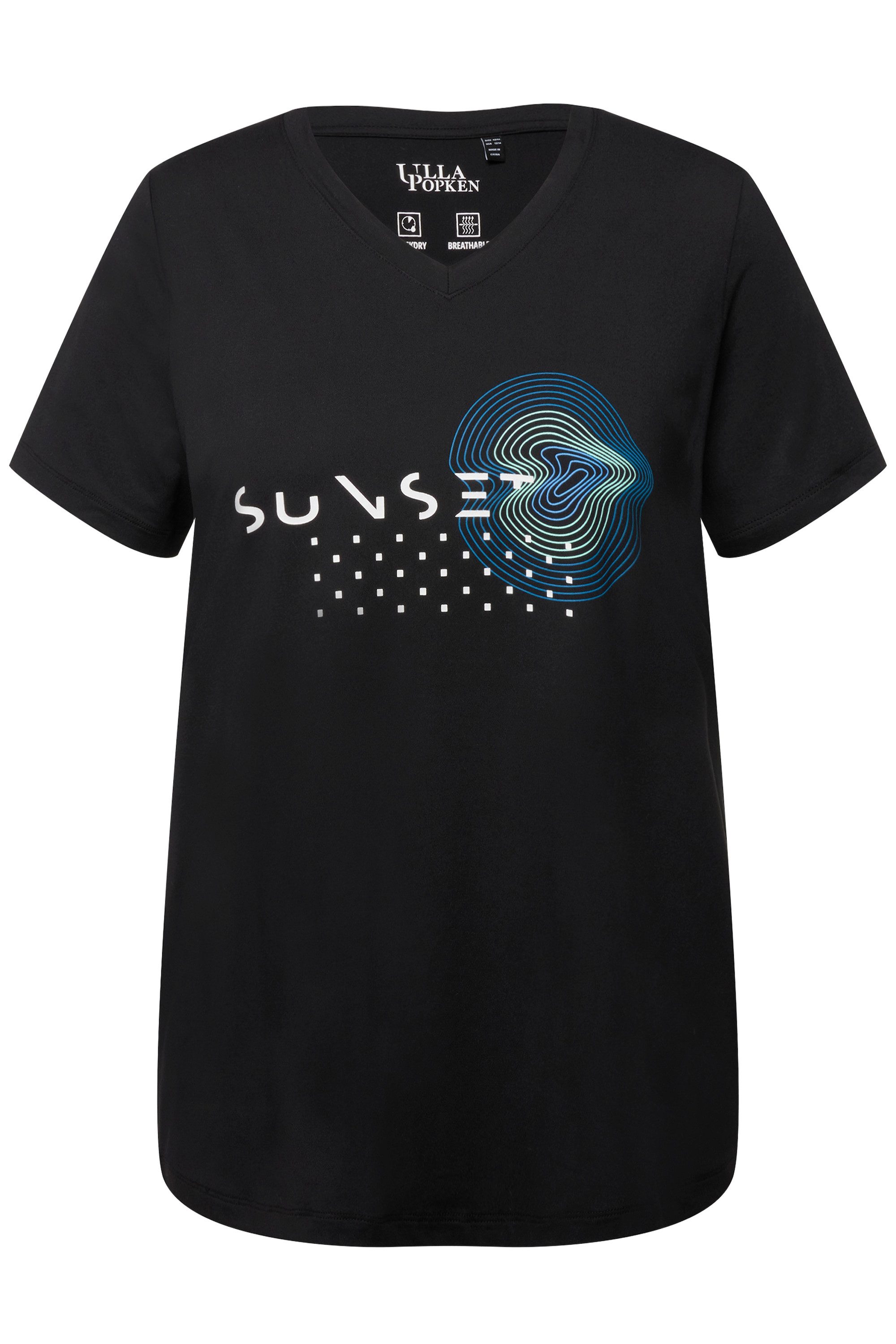 Ulla Popken T-Shirt Funktionsshirt schnelltrocknend V-Ausschnitt günstig online kaufen