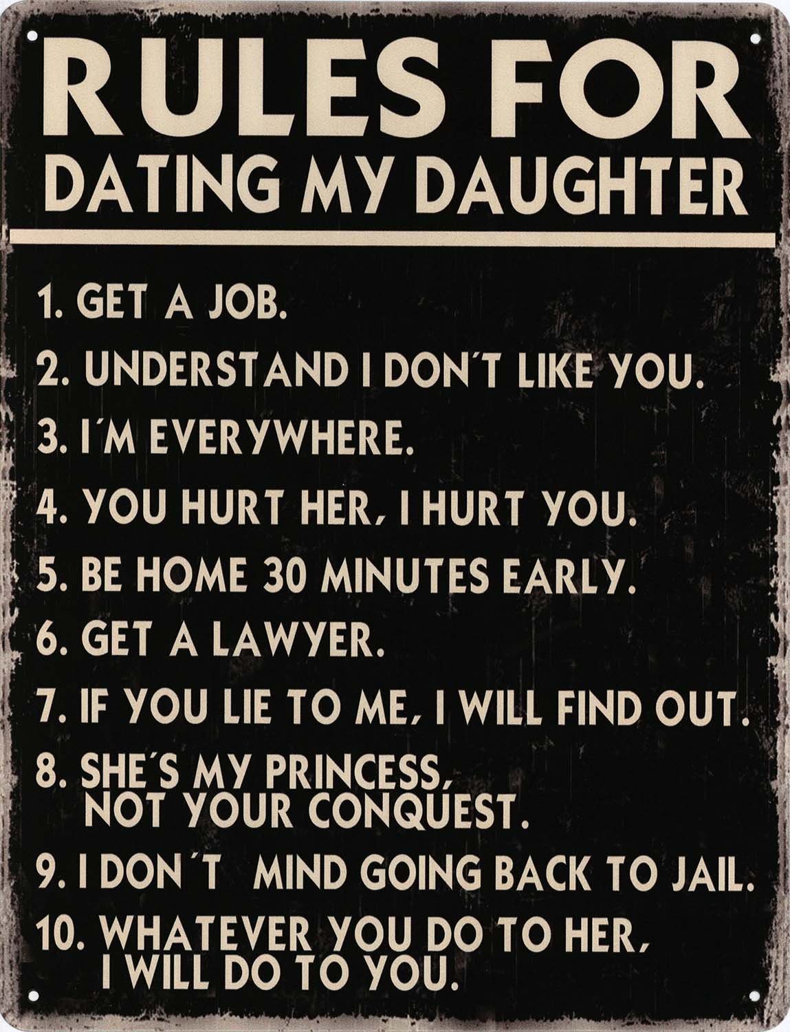 Metallschild Blechschild Rules for Dating my Daugther