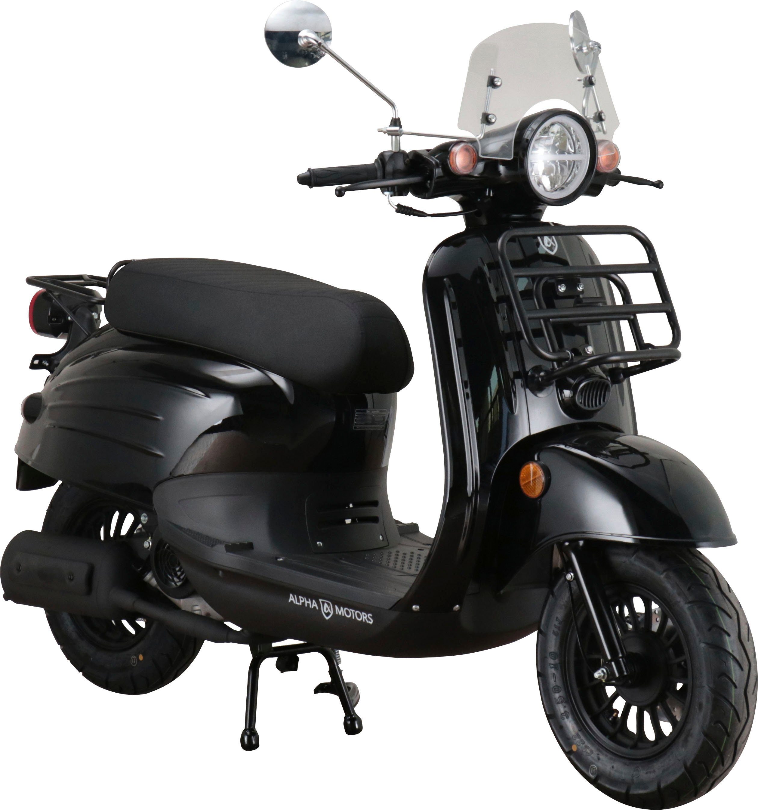 Alpha Motors Motorroller Adria, 50 ccm, 45 km/h, Euro 5, (inkl. Windschild), mit Lenkerschloss und Windschild