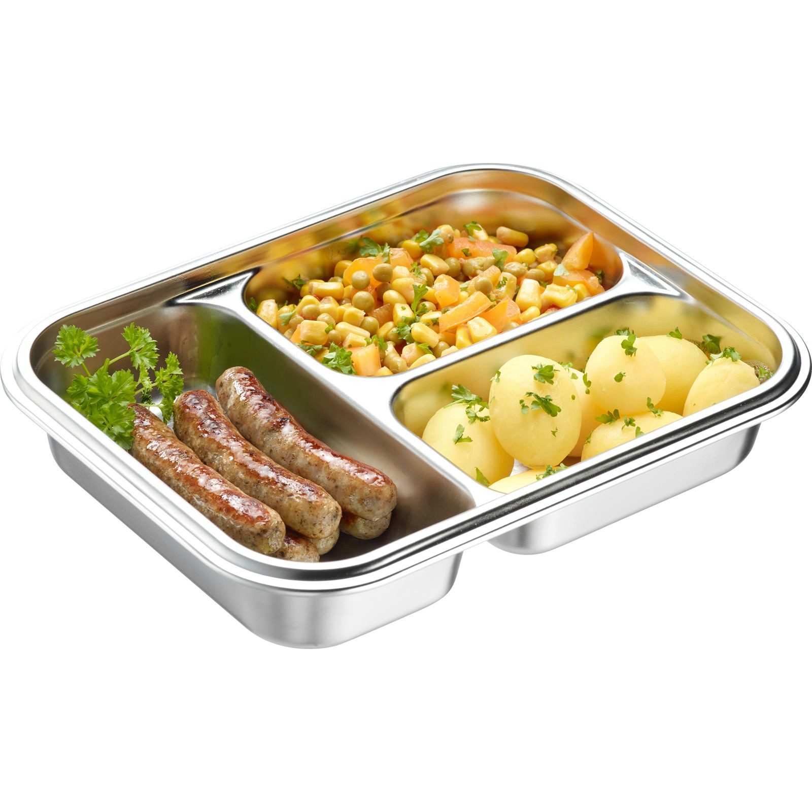 WESTMARK Lunchbox Edelstahl Lunch Box/ Frischhaltedose, geteilt, 280 + 280 + 4, Edelstahl 18/8, Polyprophylen (PP), Silikon, (1-tlg), Made in Germany, 5 Jahre Garantie