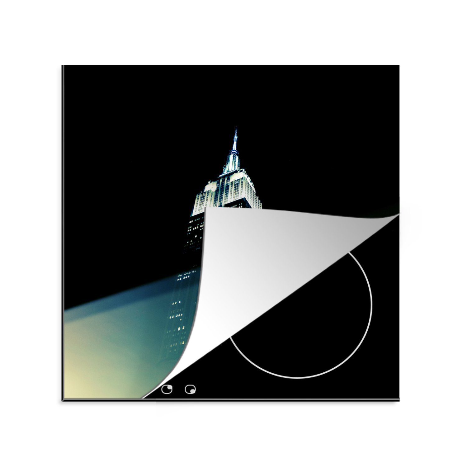 MuchoWow Herdblende-/Abdeckplatte New York - Empire State Building - Nacht, Vinyl, (1 tlg), 78x78 cm, Ceranfeldabdeckung, Arbeitsplatte für küche
