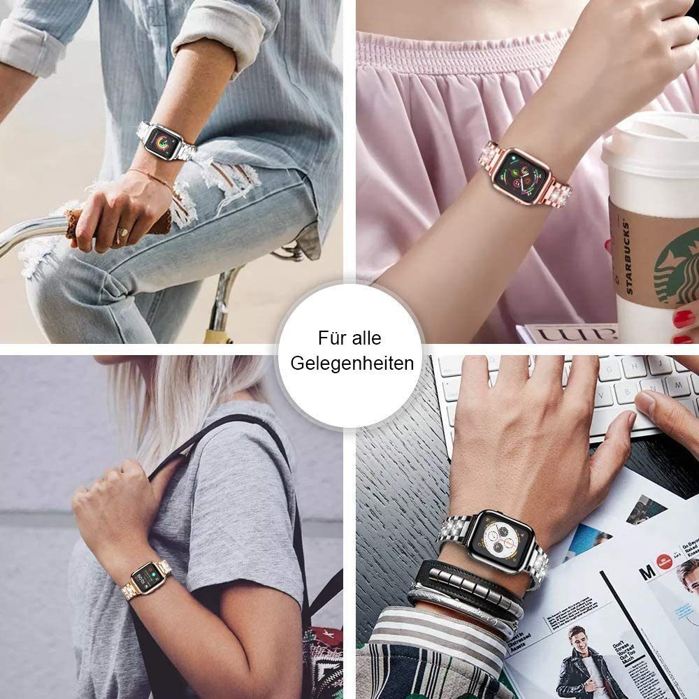 ELEKIN Smartwatch-Armband Für Apple Watch mm,42 mm 7654321 Armband,41 mm-38 Silber Serie mm-45