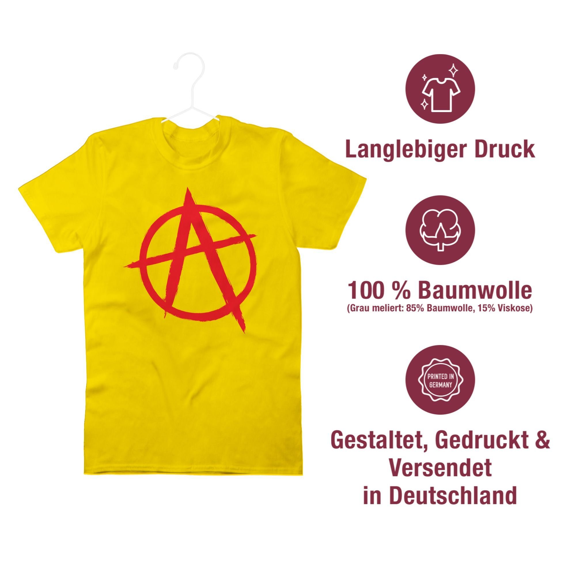 Shirtracer Gelb T-Shirt Zubehör Festival 2 A Anarchie rot