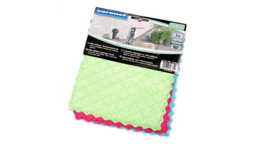 Coronet Coronet Microfaser-Schwammtuch 17 x 20 cm Mikrofasertuch (100% Polyester)