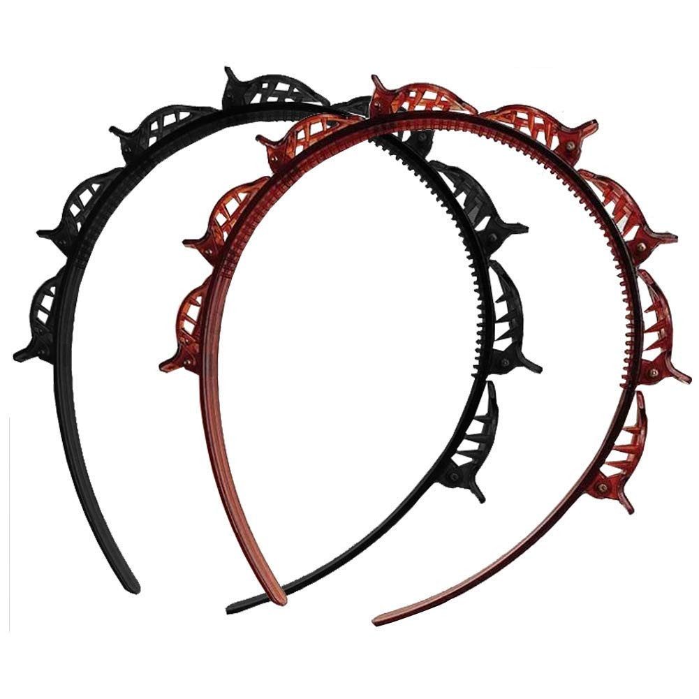 Dilara Haarreif 2 Stück Haarreifen mit Klammern und Zacken für Damen, Kinder & Mädchen, 2-tlg., Perfekter Halt ohne Verrutschen – stylisch & alltagstauglich