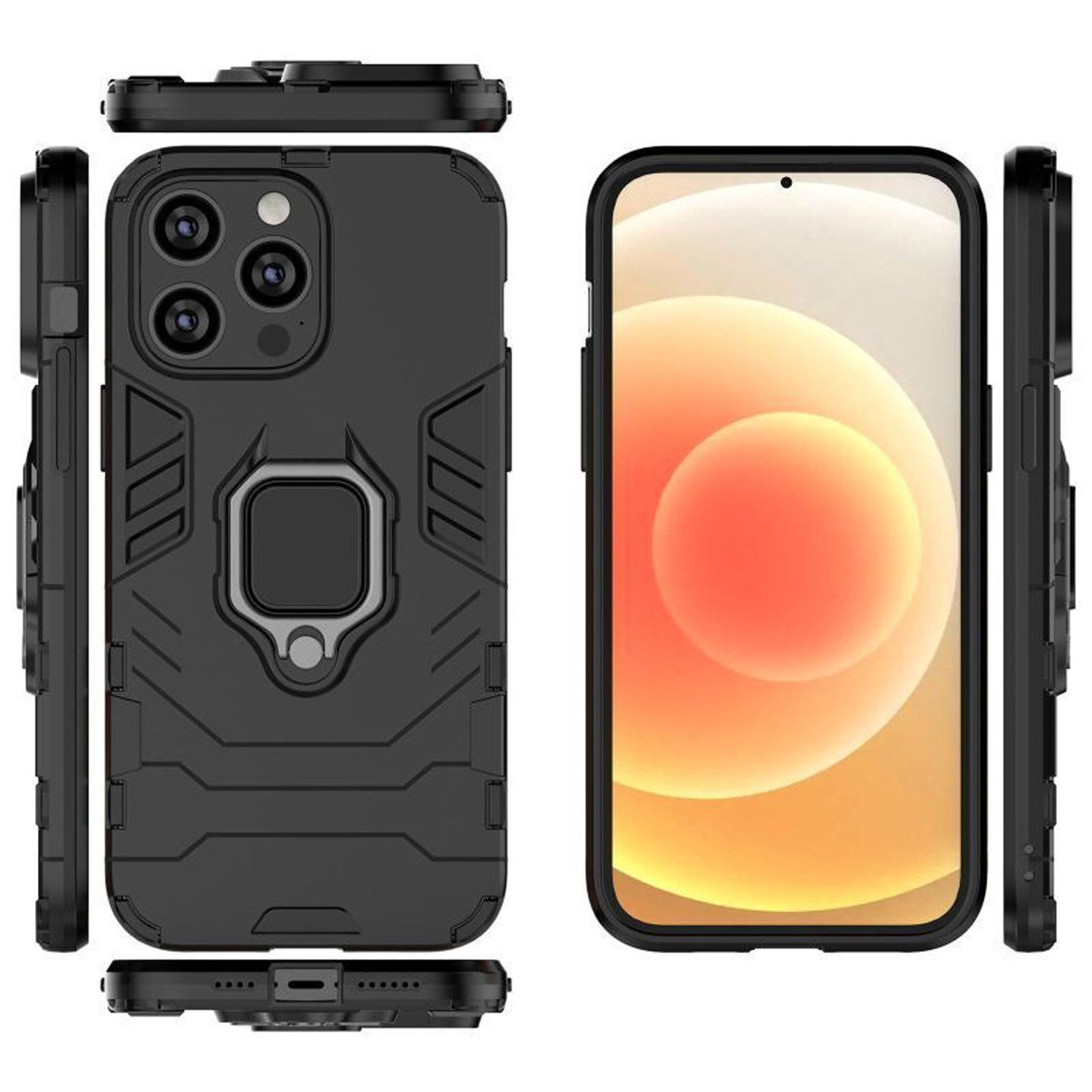 betterfon Handyhülle für Apple iphone 14 Outdoor Panzerhülle mit Slide-Kameraschutz, Mit Ringhalterung, Kamera-Schutz, Magnetplatte & 3-Schicht-Schutz