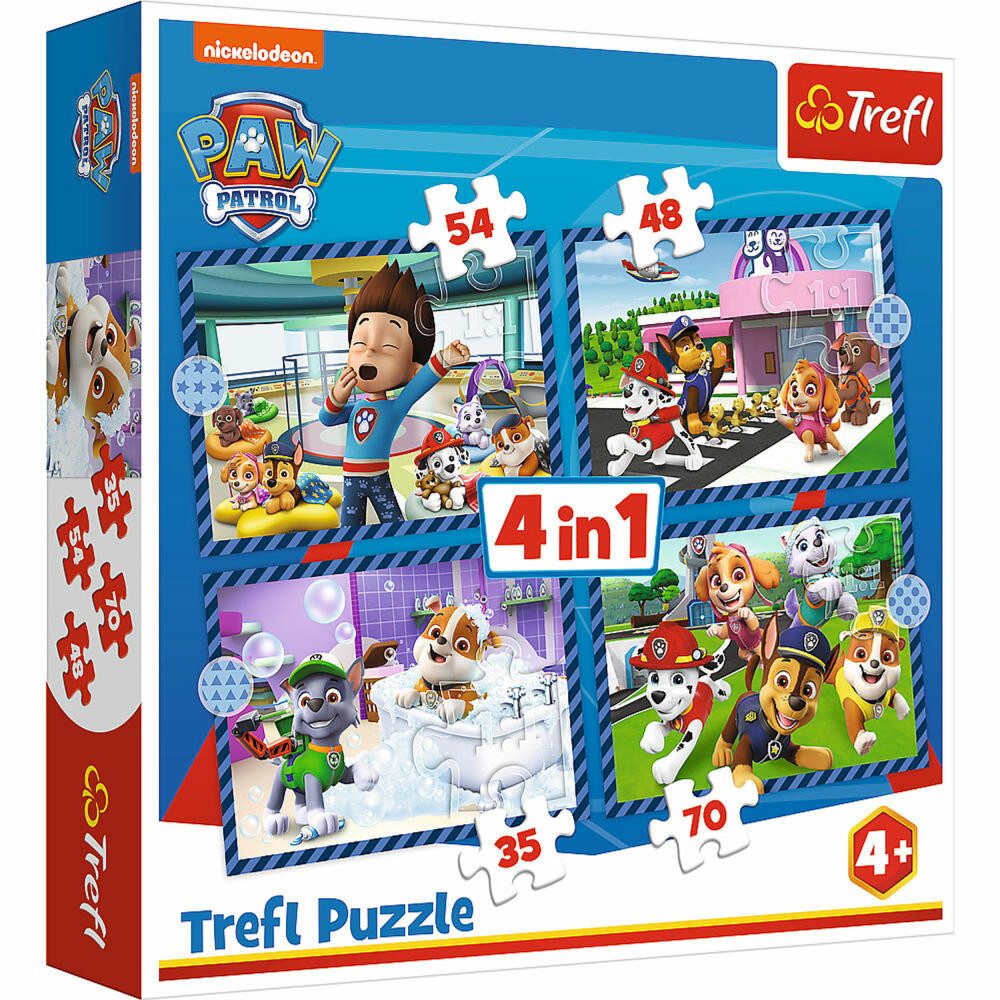 Trefl Puzzle 4 in 1 Paw Patrol, 35 + 48 + 54 + 70 Teile, Puzzleteile