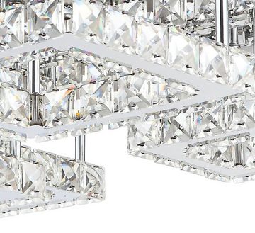 Lewima LED Deckenleuchte »REDIG«, Glas Kristall Luxus XL 60x60cm Deckenlampe 58W, Modern Design Dimmbar Silber verspiegelt, Warmweiß / Kaltweiß einstellbar, inkl. Fernbedienung und Speicherfunktion