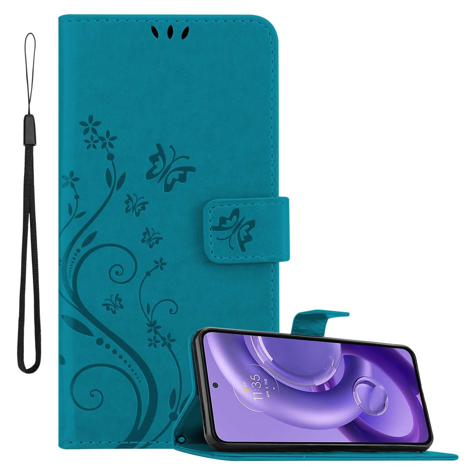 Cadorabo Handyhülle für Motorola EDGE 30 NEO Hülle Motorola EDGE 30 NEO, Hülle Schutzhülle Blumen Flower mit Standfunktion Kartenfach Magnet