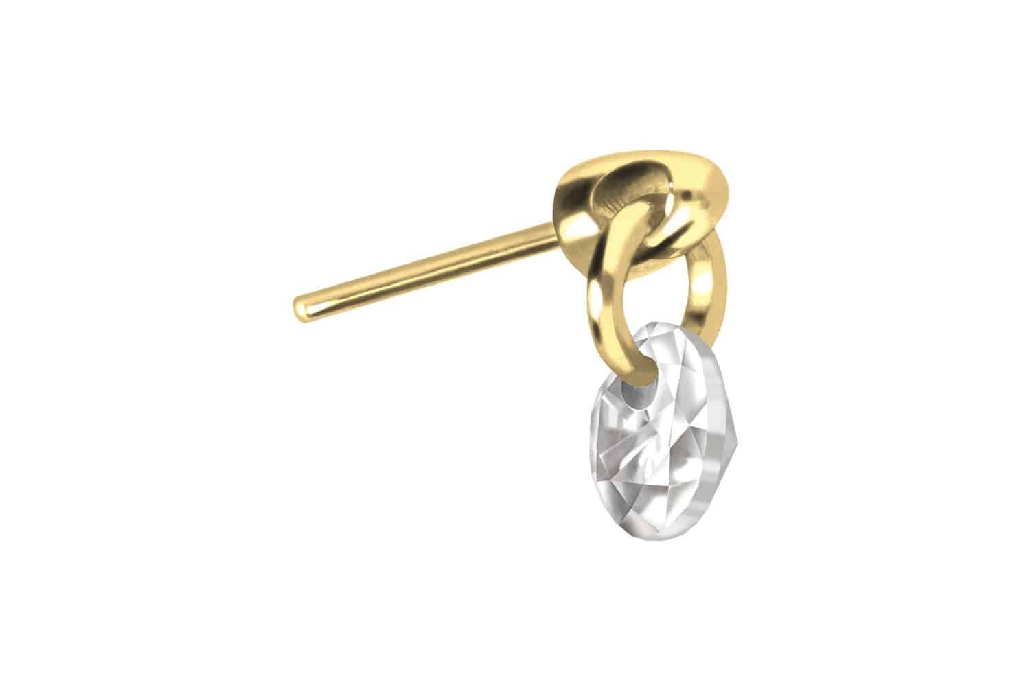 Piercing-Set Titan Aufsatz mit Push Pin RUNDER KRISTALL