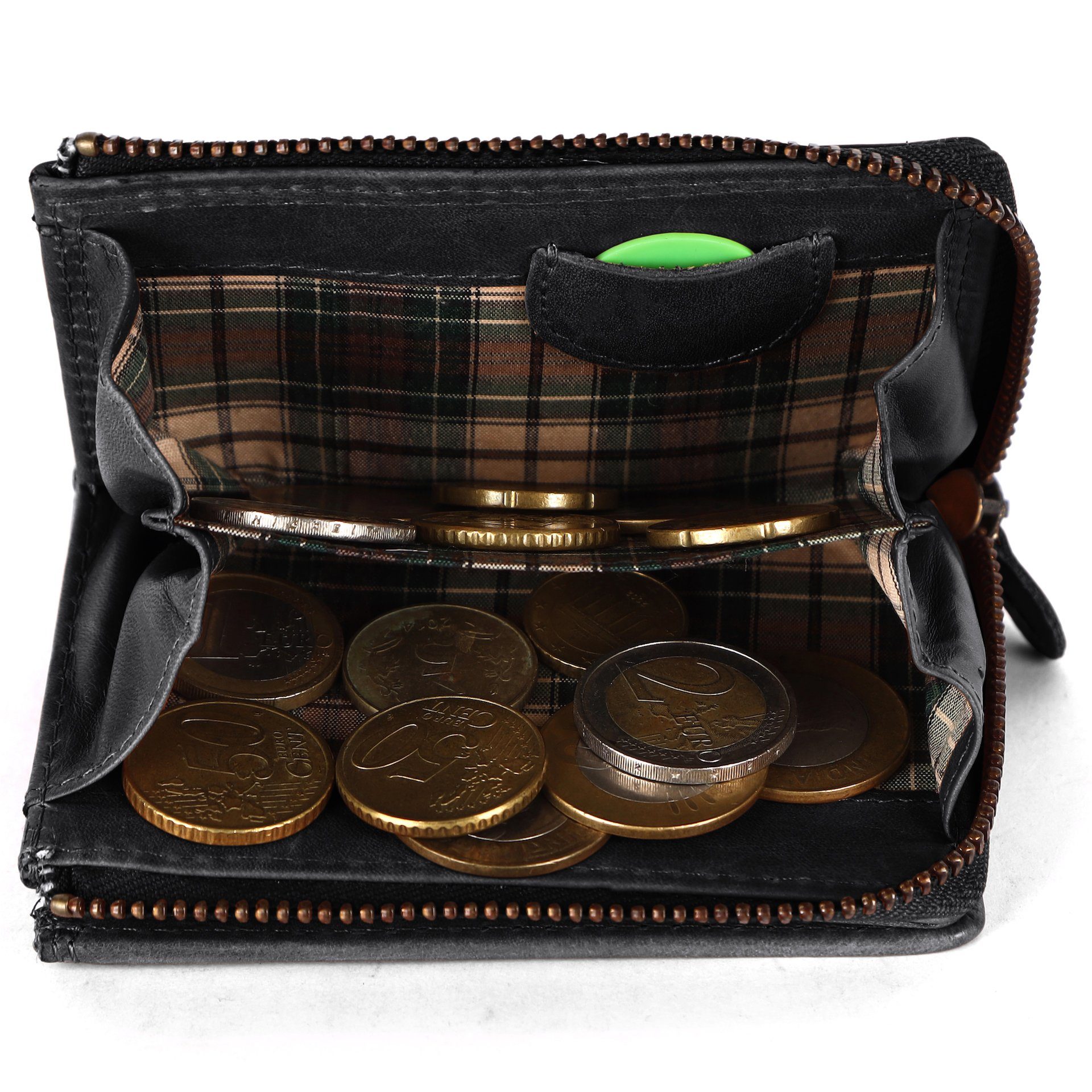 Benthill Geldbörse Klein Echt Leder RFID Damen & Herren Geldbeutel Slim-Wallet Portmonee, RFID-Schutz Kartenfächer Münzfach Reißverschlussfach