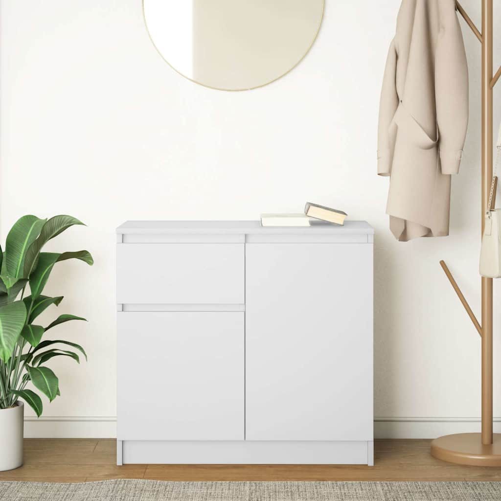 vidaXL Sideboard Sideboard mit Schublade Weiß 71x35x65 cm Holzwerkstoff (1 St)