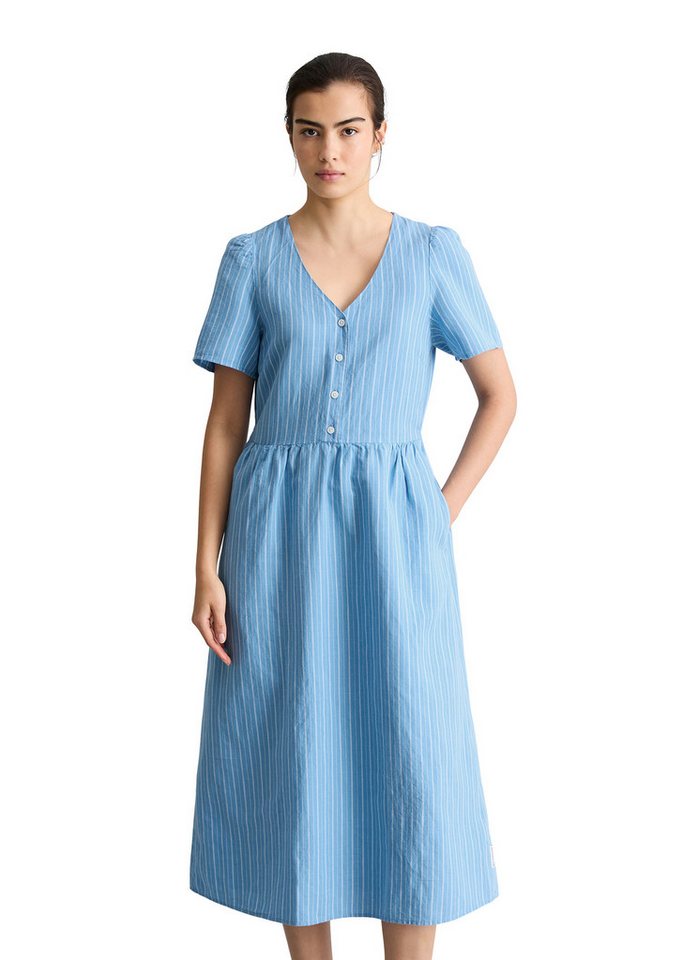 Marc O'Polo DENIM Sommerkleid regular aus Leinen-Baumwolle-Mix, gestreift