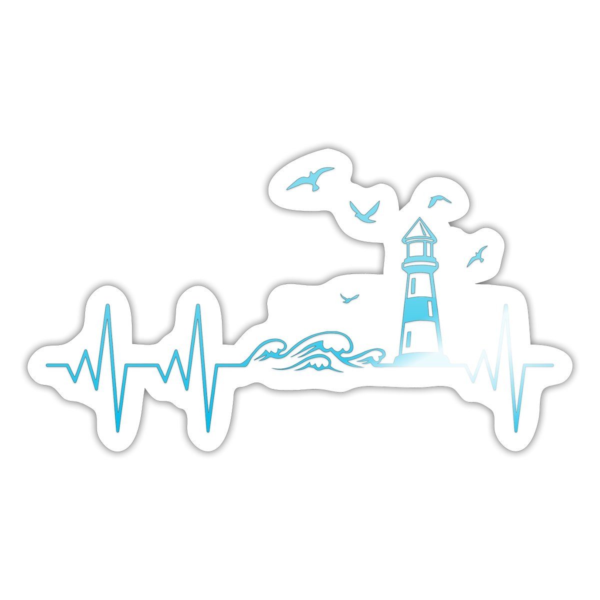Spreadshirt Aufkleber Küste Meer Leuchtturm Herschlag EKG Moin Sticker Aufkleber
