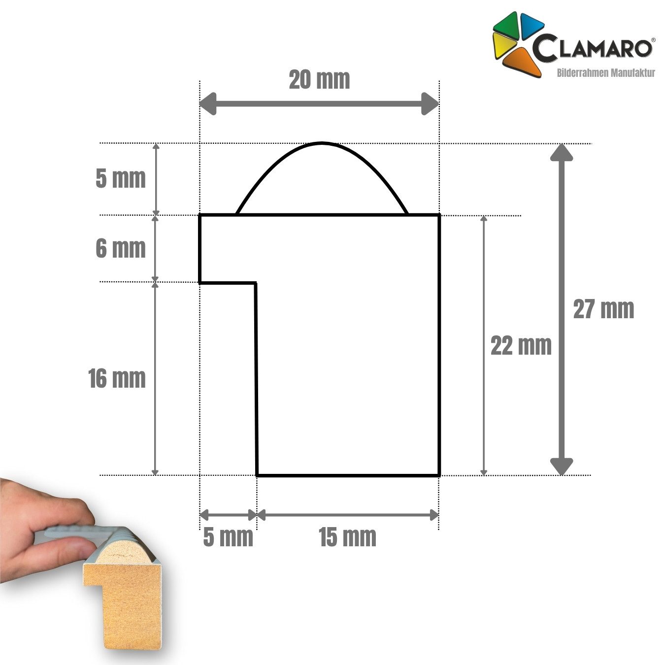 Clamaro Bilderrahmen, Bilderrahmen Olive Bubble nach Maß CLAMARO Holz 20mm