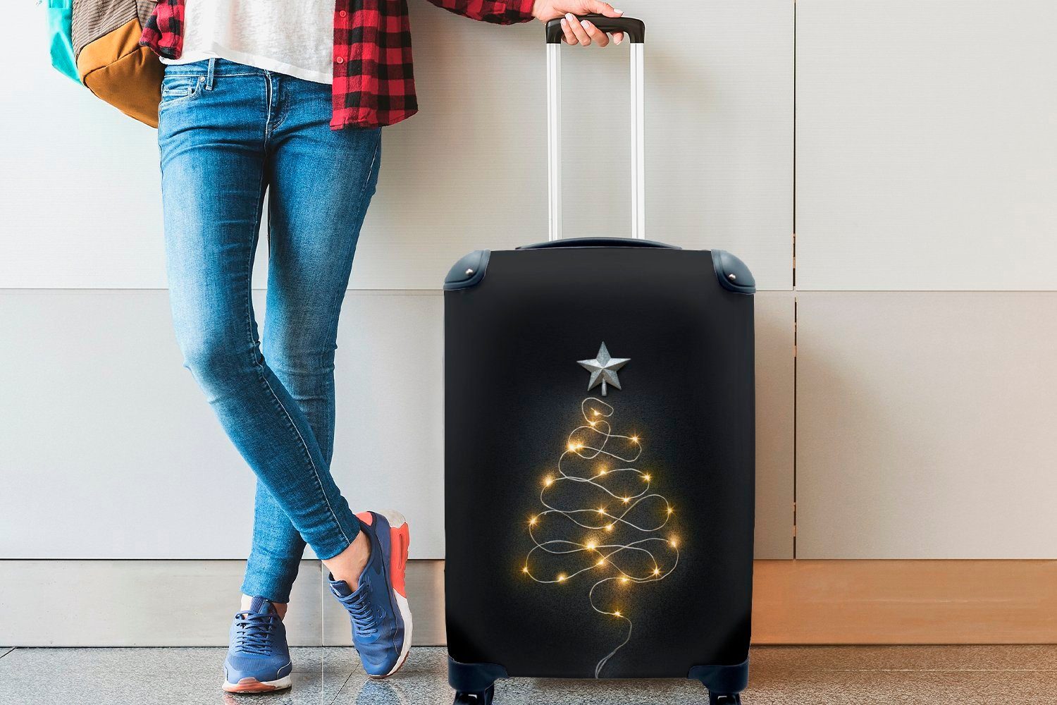 Reisetasche Reisekoffer 4 Ferien, Lichter, - mit MuchoWow - Trolley, rollen, Handgepäckkoffer Weihnachtsbaum Rollen, Handgepäck für Stillleben