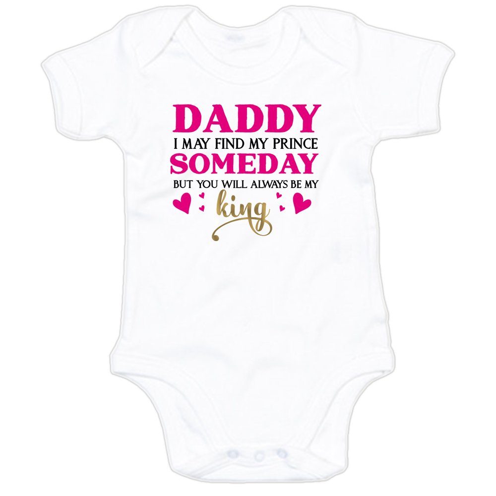 G-graphics Kurzarmbody Daddy I my be mit will Motiv Spruch / prince Body find / you may my but / always king someday, Sprüche Baby Print