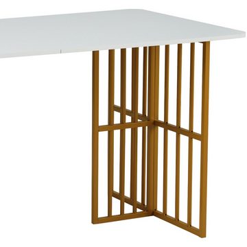 KLAM HOME Esstisch Küchentisch Esszimmertisch (Set, mit Metallbeinen, Stauraum unter dem Tisch), 160x80x78 cm Esstisch Freizeittisch aus Massivholz modernes Design