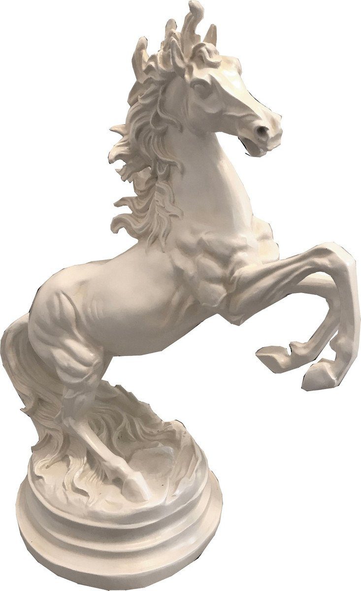 Casa Padrino Dekofigur Casa Padrino Deko Skulptur Wildes Pferd Weiß H. 64 cm - Elegante Kunstharz Dekofigur - Wohnzimmer Büro Deko Accessoires