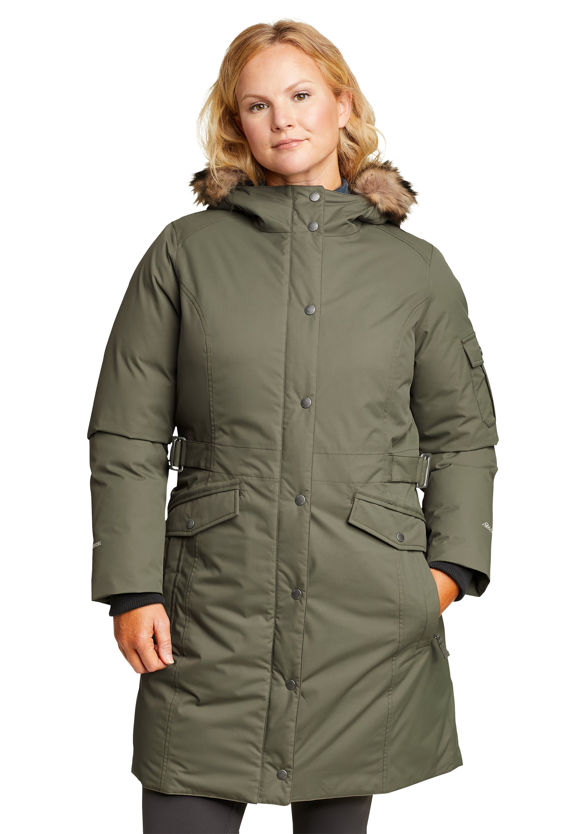 Eddie Bauer Daunenmantel Superior 3. Stadium Wintermantel wasserdicht Blasses Oliv