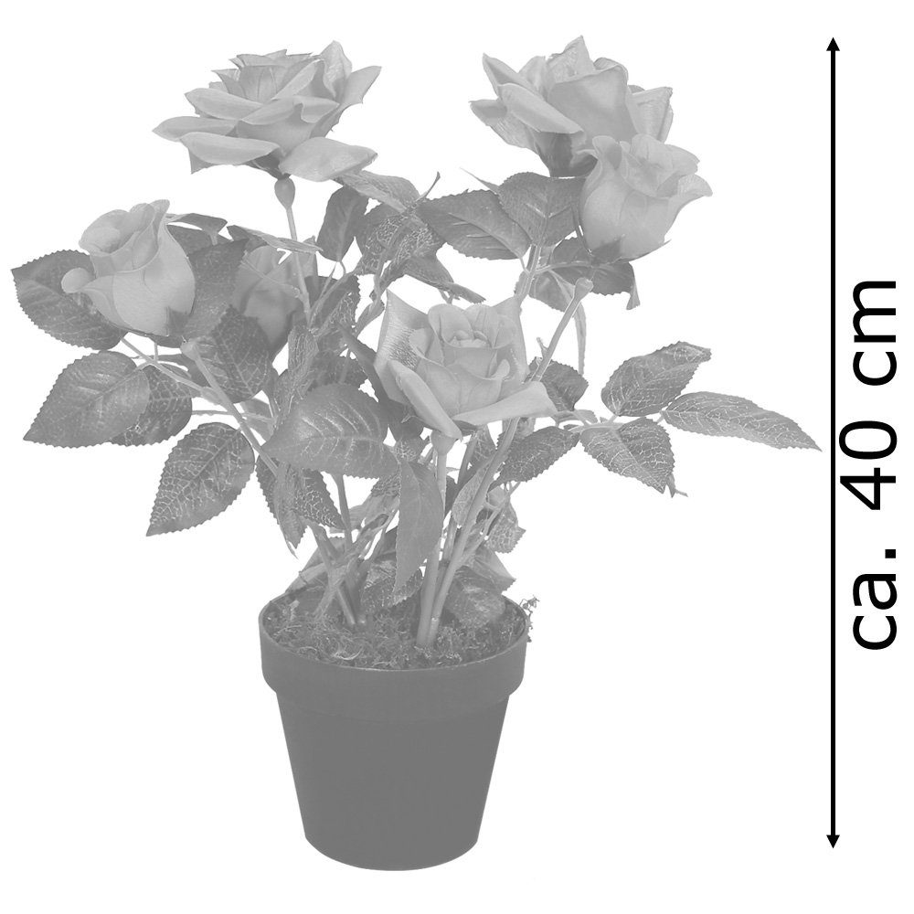 Rose Künstliche 40 Decovego, Rosenbusch Auswahl, Höhe cm Kunstpflanze Rosenstock Kunstblume Pflanze