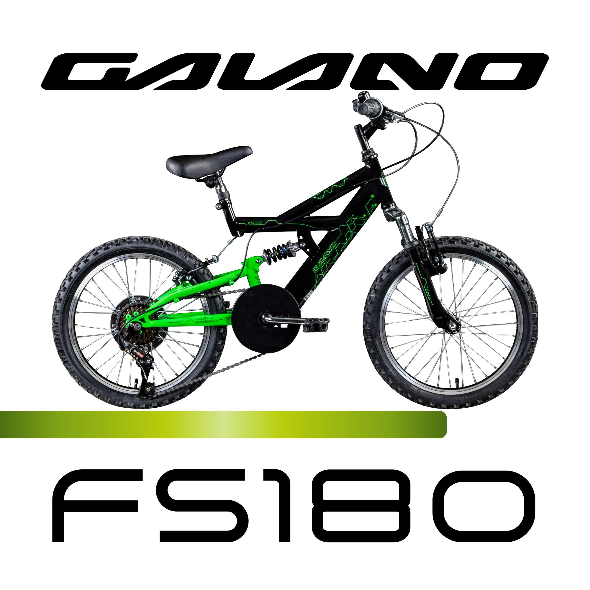 Galano Mountainbike FS180, 6 Gang Saiguan, Kettenschaltung, Kinderfahrrad 6 Gang 18 Zoll ab 5 Jahre 115-130 cm Mountainbike Fully