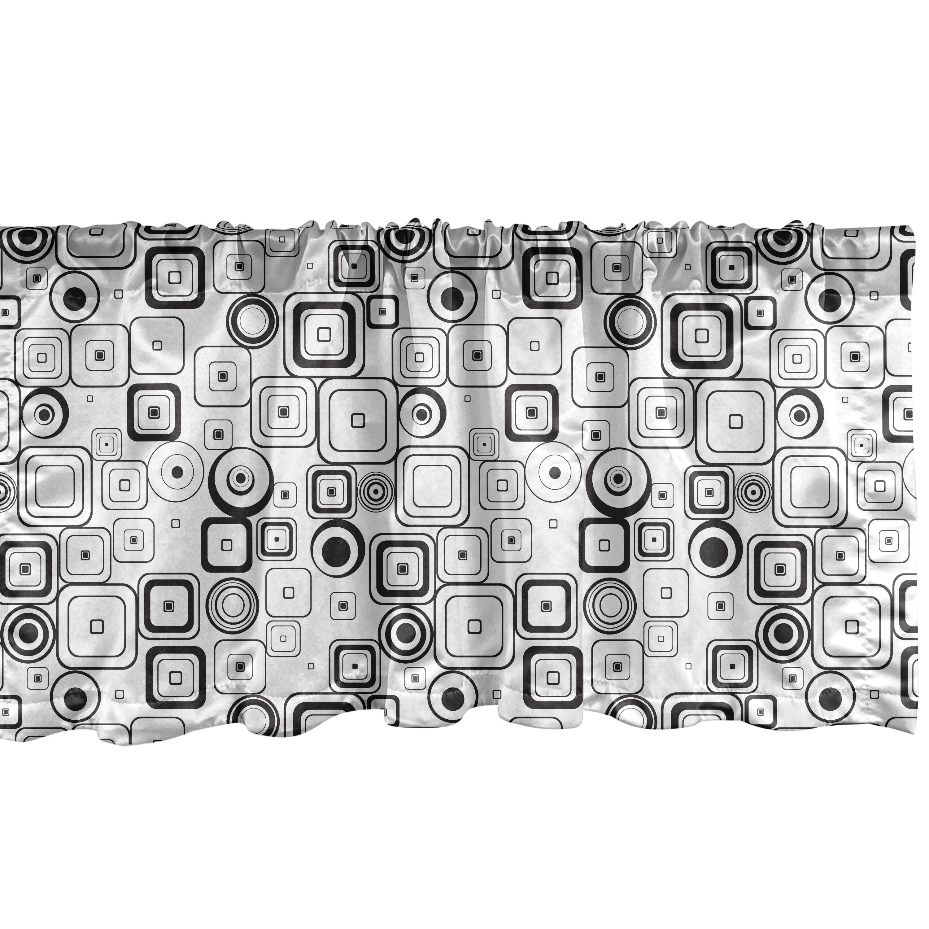 Scheibengardine Vorhang Volant für Küche Schlafzimmer Dekor mit Stangentasche, Abakuhaus, Microfaser, Abstrakt Vintage Retro Squares