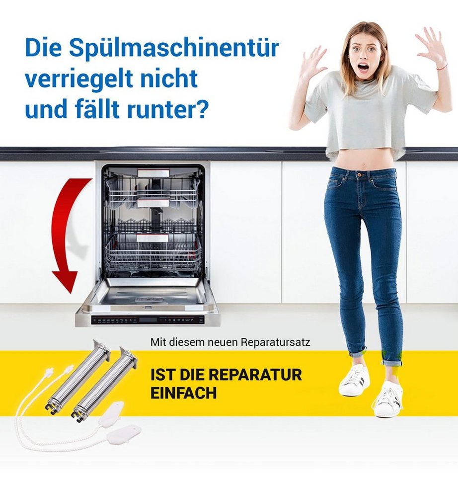 Thumbnail - VIOKS Montagezubehör Geschirrspüler Set 2xTürscharnierfeder 2xSeilzug Ersatz für Siemens 00754869 (Set, 1 St)