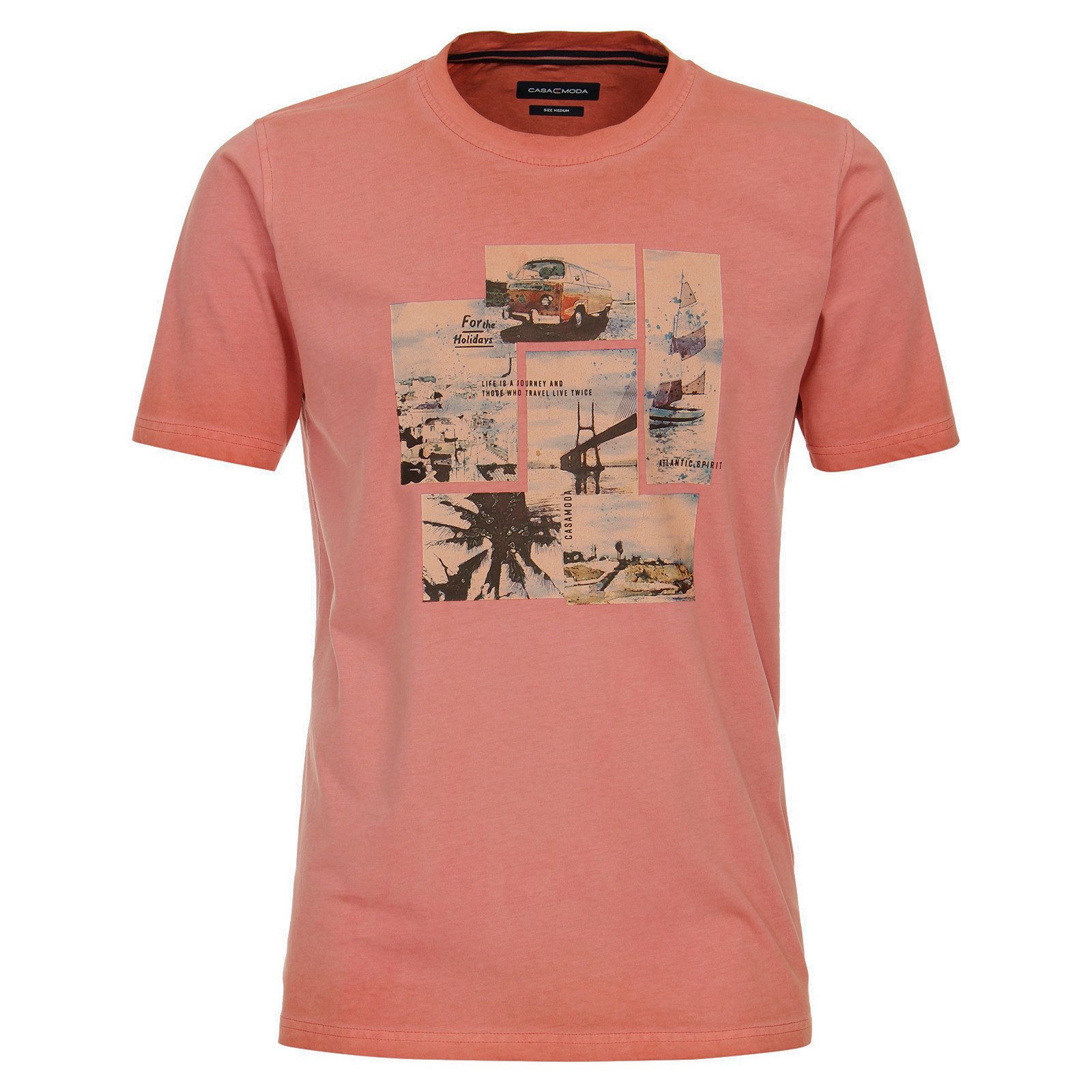CASAMODA Rundhalsshirt CasaModa T-Shirt Vintage-Print lachs used XXL