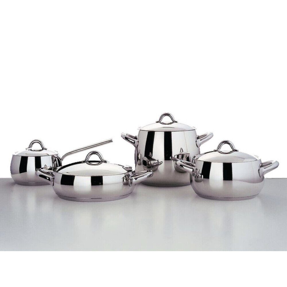 Alessi Topf-Set Topf-Set 7-tlg. Mami edelstahl, Edelstahl (Gläserset, 2x Sektglas), 18/10 Edelstahl, Ø20cm, spülmaschinenfest
