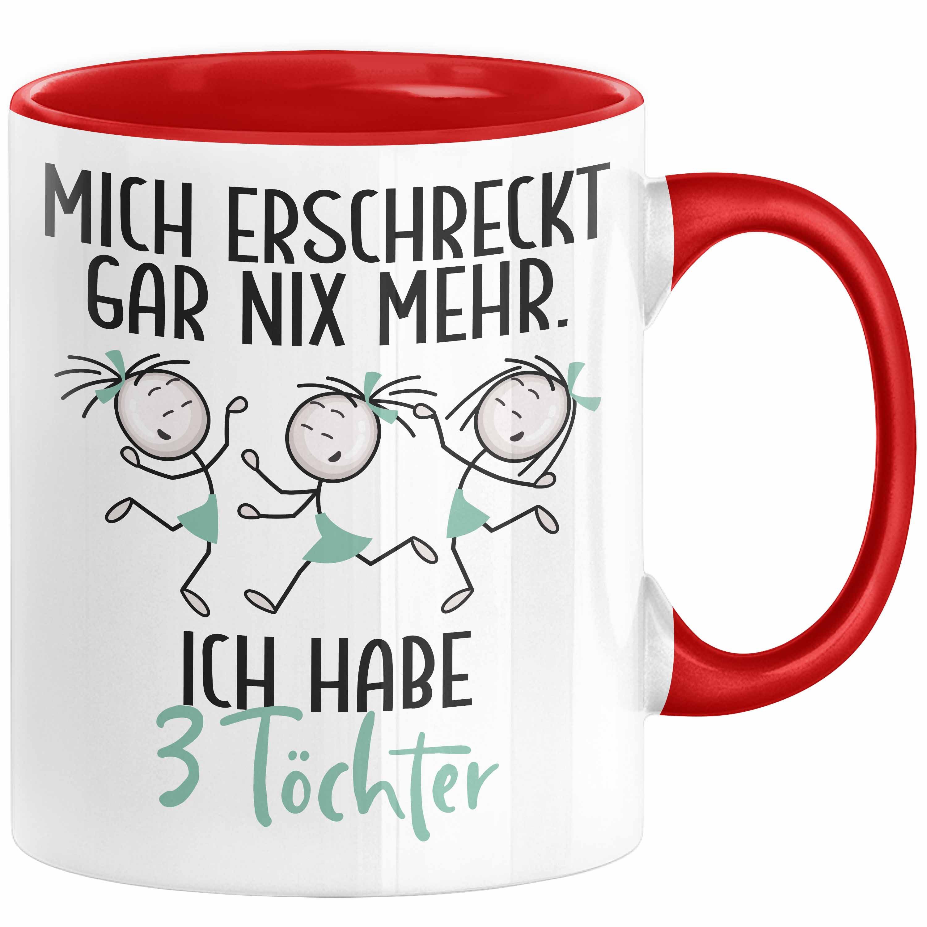 Trendation Tasse Eltern Mutter Vater Tasse Geschenk von 3 Töchtern Lustige Geschenkidee