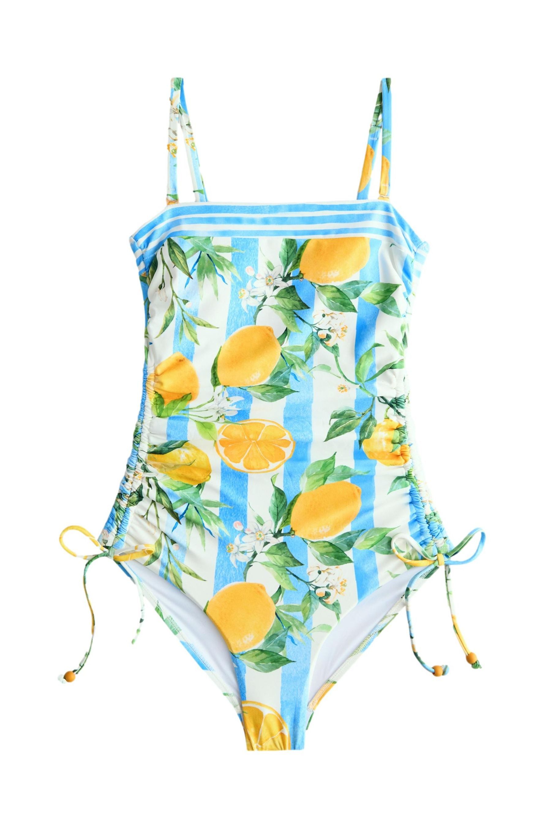 Next Badeanzug Bauchformender Bandeau-Badeanzug mit Beinrüschen günstig online kaufen